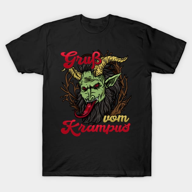 Gruss vom Krampus I Christmas Demon design T-Shirt by biNutz